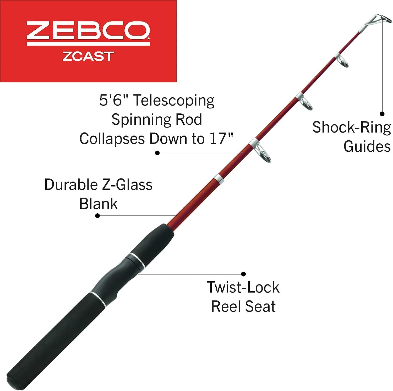 Durable Z-Cast 5.6ft Spinning Fishing Rod – Comfortable EVA Grip & Shock Guides