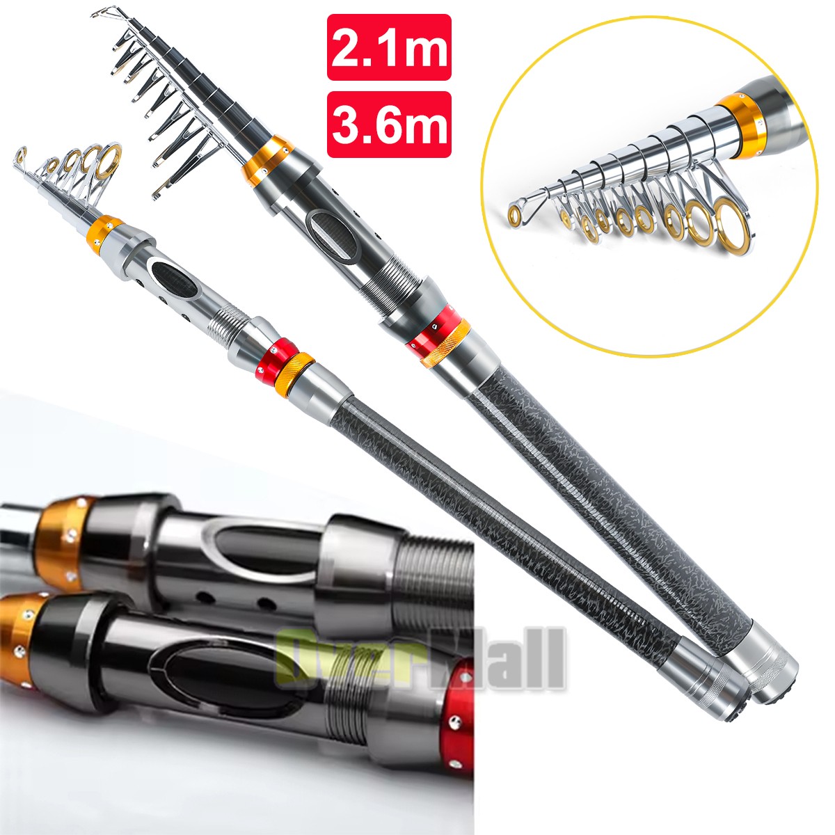 Telescopic Fishing Rod – Carbon Fiber,CNC Machined Reel Seat, Travel Fishing Rod