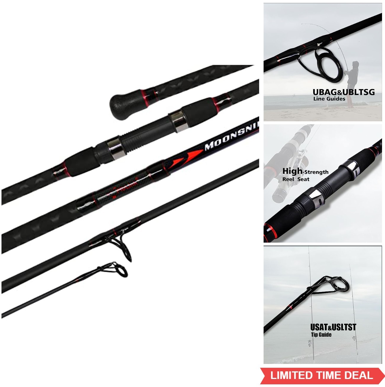 Surf Spinning Fishing Rod 9ft 2 Piece Graphite Carbon Fast Heavy Power Surfcast