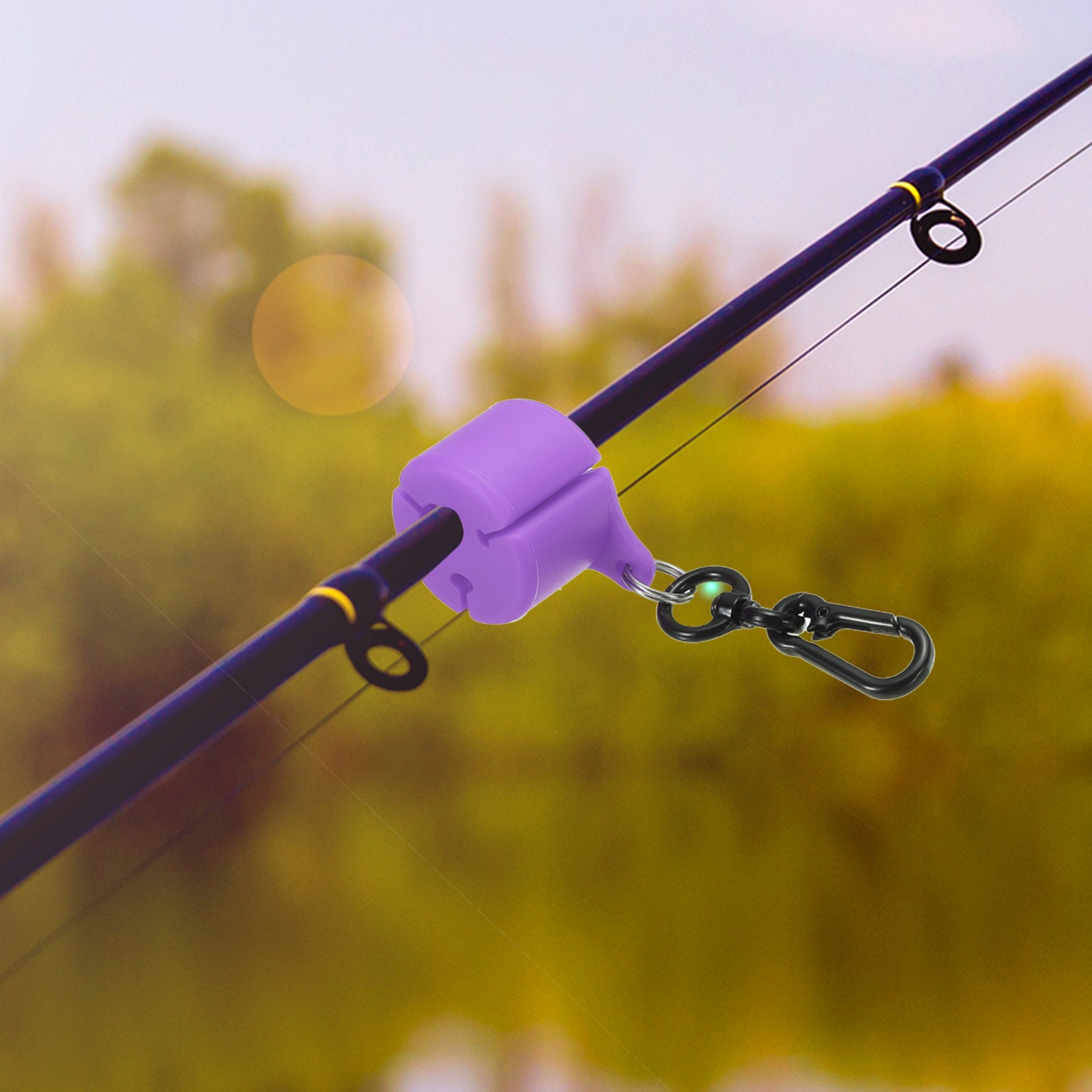 Fishing Rod Clip Silicone Wearable Fishing Pole Holder with Buckle Purple