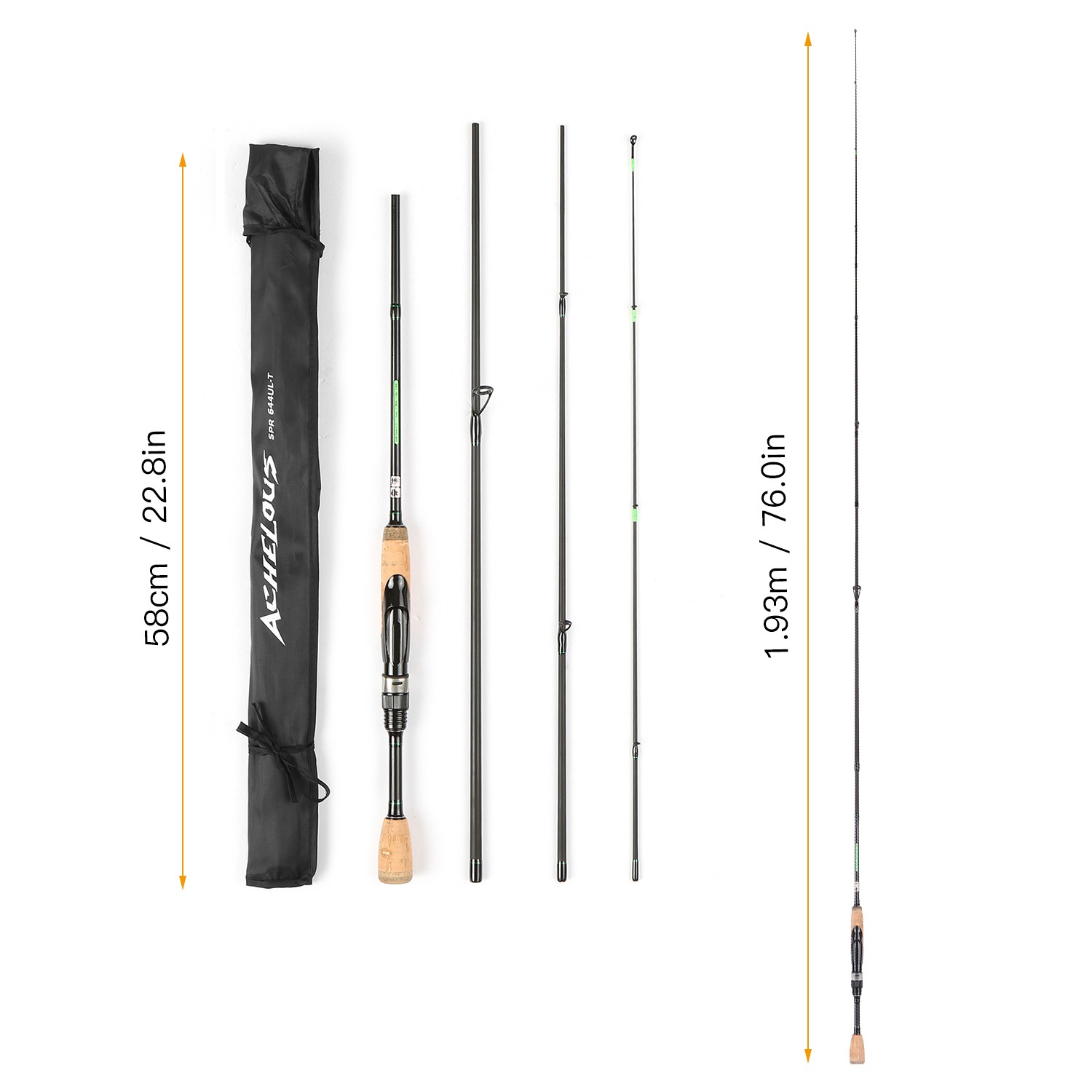 ACHELOUS 1.96m Ultra-Light Fishing Rod 4-Piece Spinning And Casting Fishing Rod