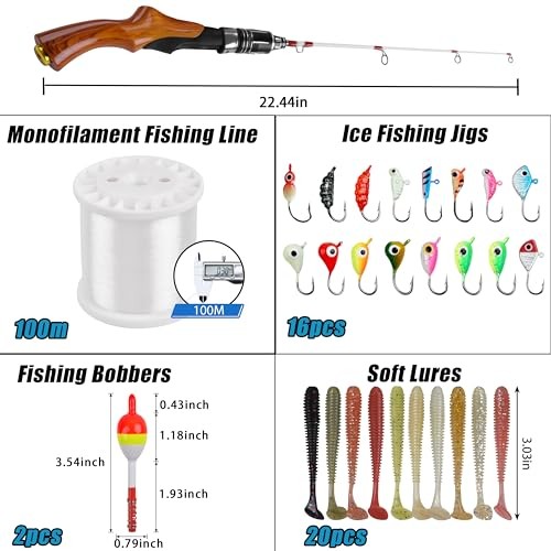 Lightweight 23″ Spinning Rod for Ice Fishing – Portable Ice Fishing Gear