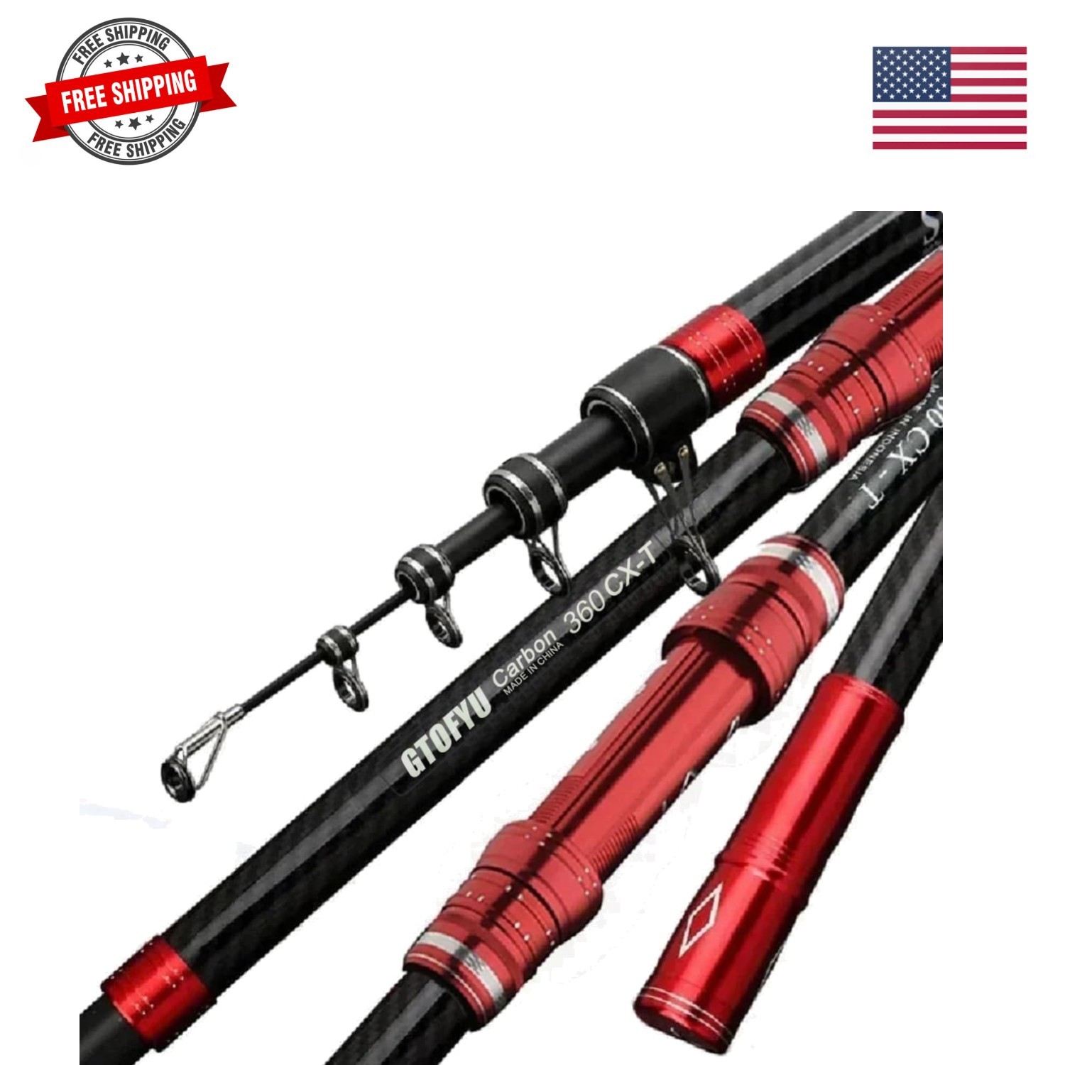 Telescopic Fishing Rod, Carbon Fiber Travel Surf Rod, Spinning Power Lure 2-9…