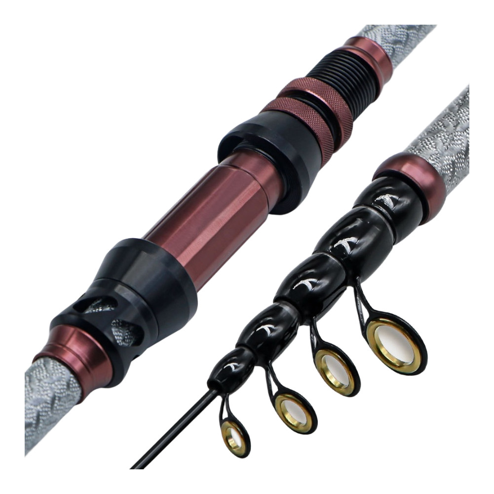 Carbon Fishing Rod Telescopic with Metal Reel Seat and Solid Tip for Sea