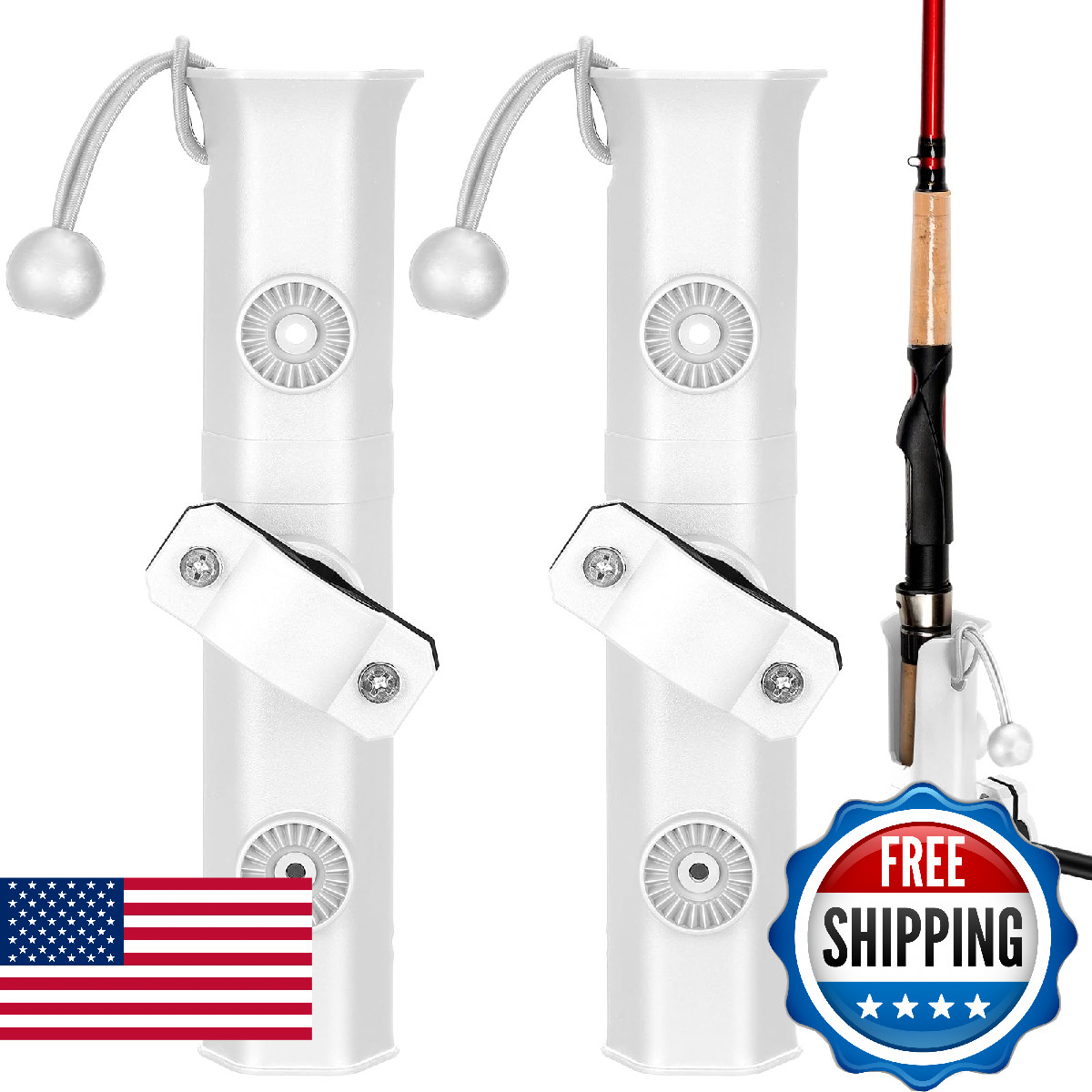 Seenelling 2 Pcs Pole Mount Fishing Rod Holders Bike Rack Clamp Rotatable Kayak