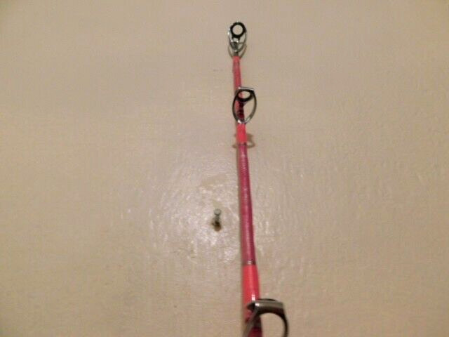 CUSTOM CONVENTIONAL BOAT ROD 7′ PINK PEARL MARBLE 20-40 LB TURBOS NEW