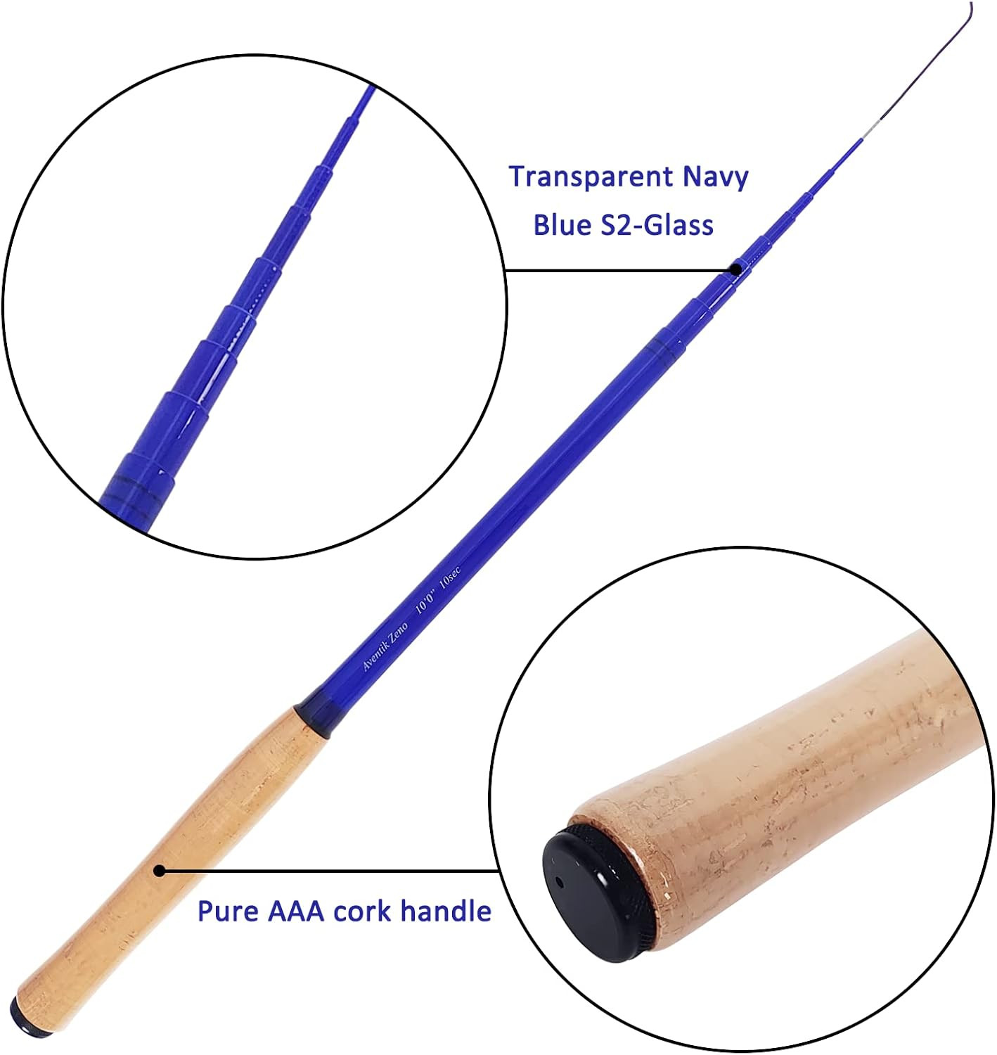Aventik Zeno Tenkara Rod in 9Ft/10Ft, Complete Beginner Tenkara Rod Kit, S2 Fibe