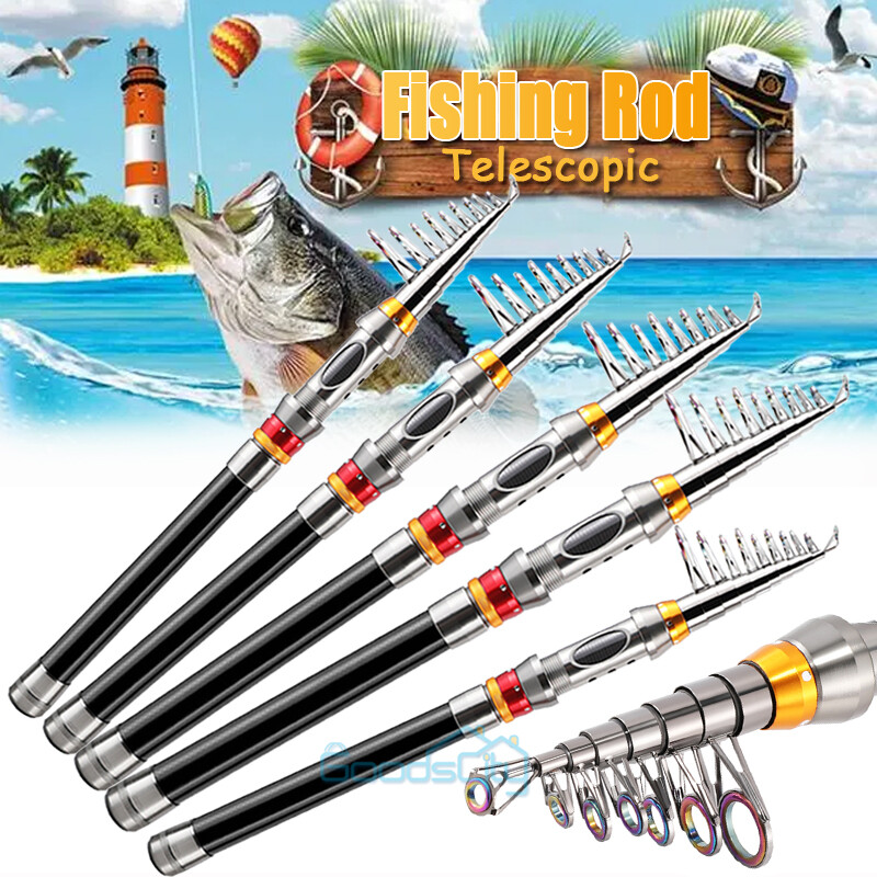 Fishing Pole Spinning Rod Carbon Fiber Telescopic Portable Saltwater Freshwater