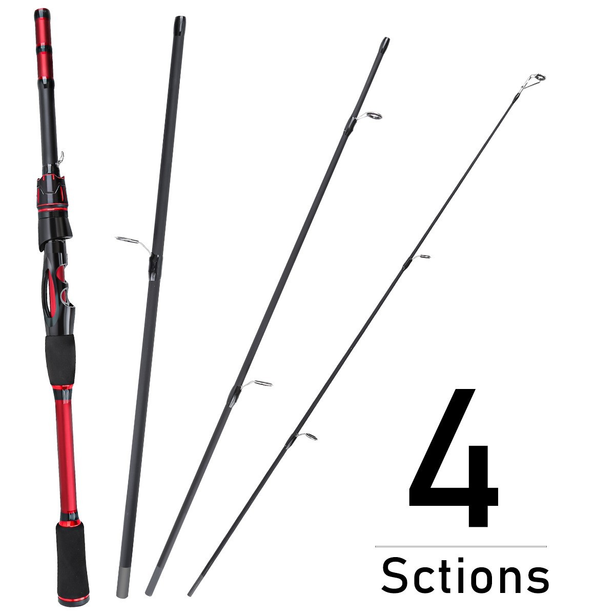 Fishing Rod Casting Spinning Travel Carbon Fiber Rod 4 Sections Trout Fast Pole