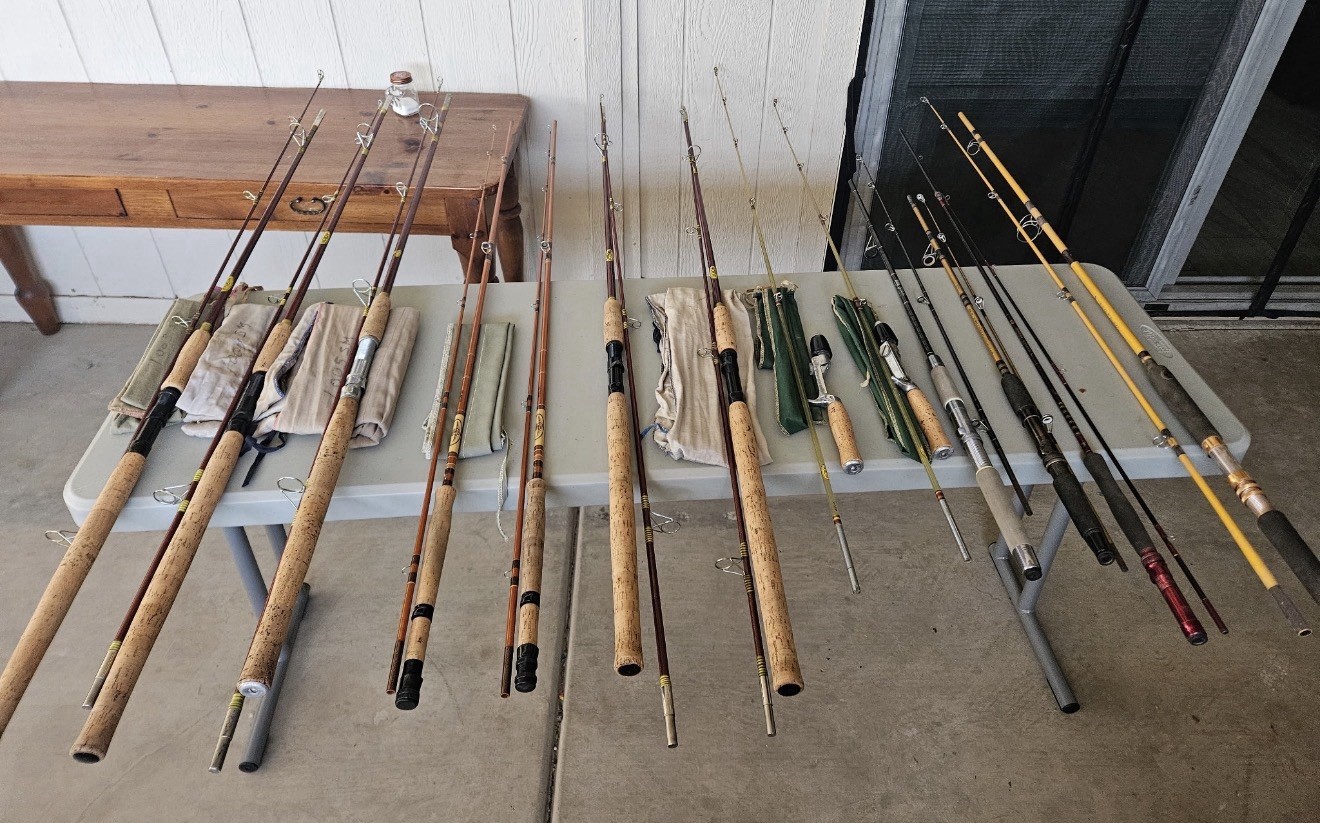 Assorted Fishing Rods Cork Handles Fiberglass Multicolor Full Grip Collection