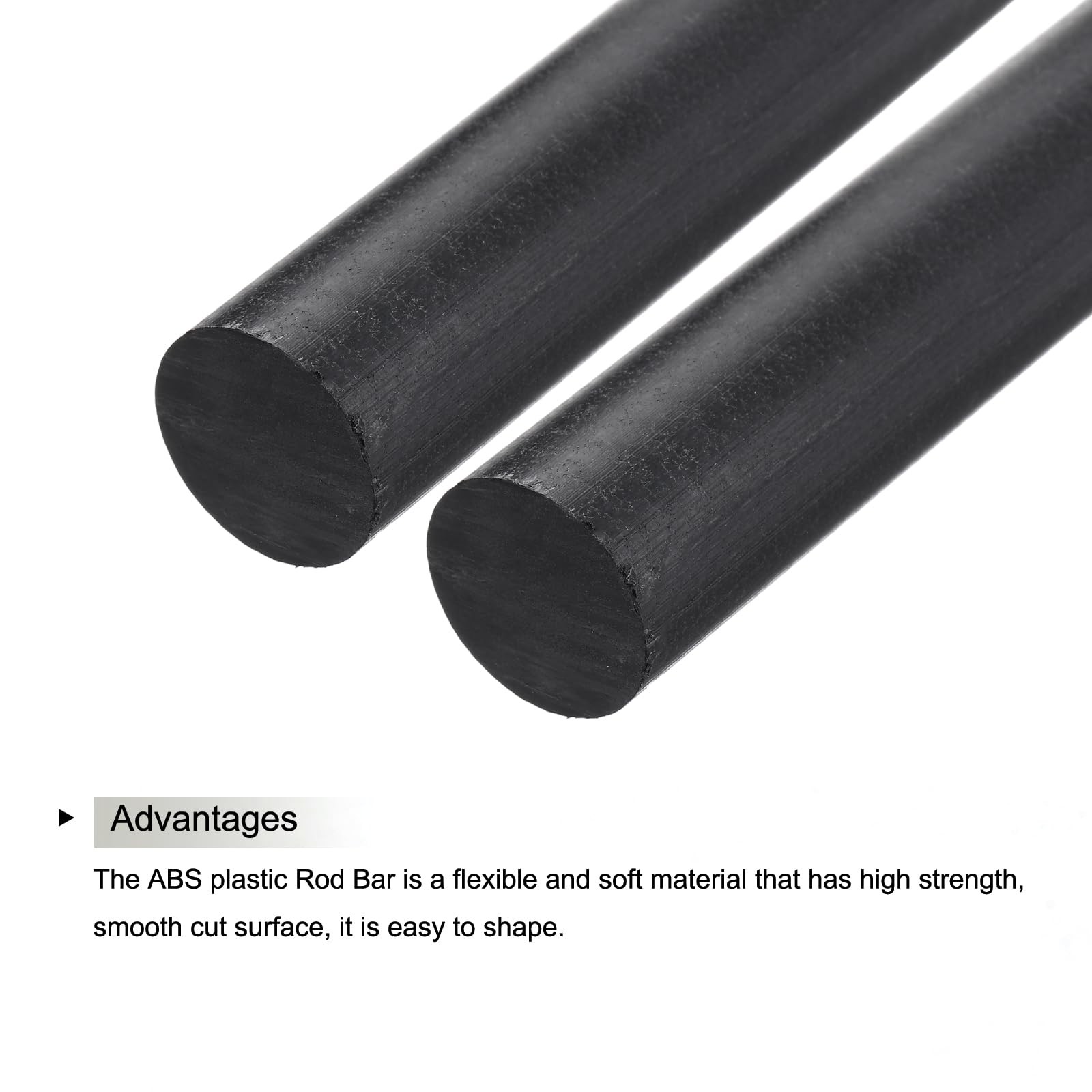ABS Plastic Rod Round Solid Bar 35mm x 200mm Black DIY Model Material 3 PCS
