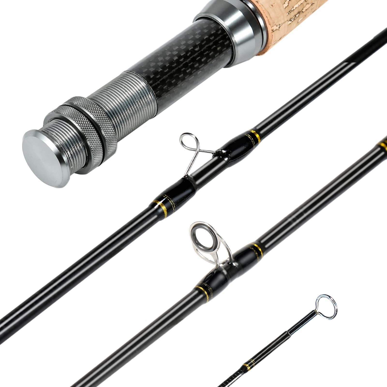 Portable Carbon Fiber Fly Fishing Rod 4 Pieces, Lightweight Fast Action 6’8″ 2-3