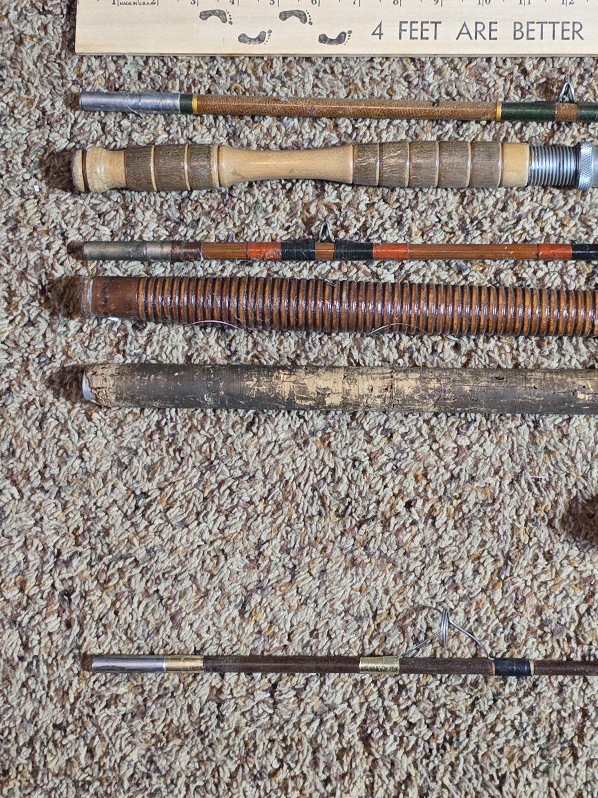 7 Vintage Fiberglass Bamboo Saltwater Freshwater Rods Eagle Claw Motague “As Is”