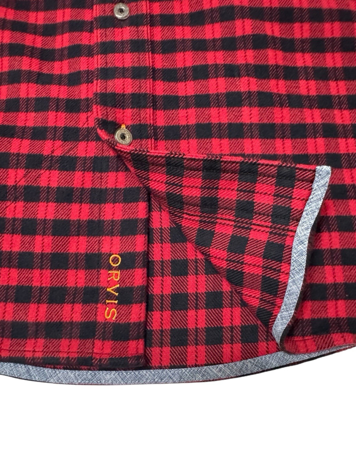 Orvis Red And Black Buffalo Plaid Heavyweight Outdoor Shirt Size L New