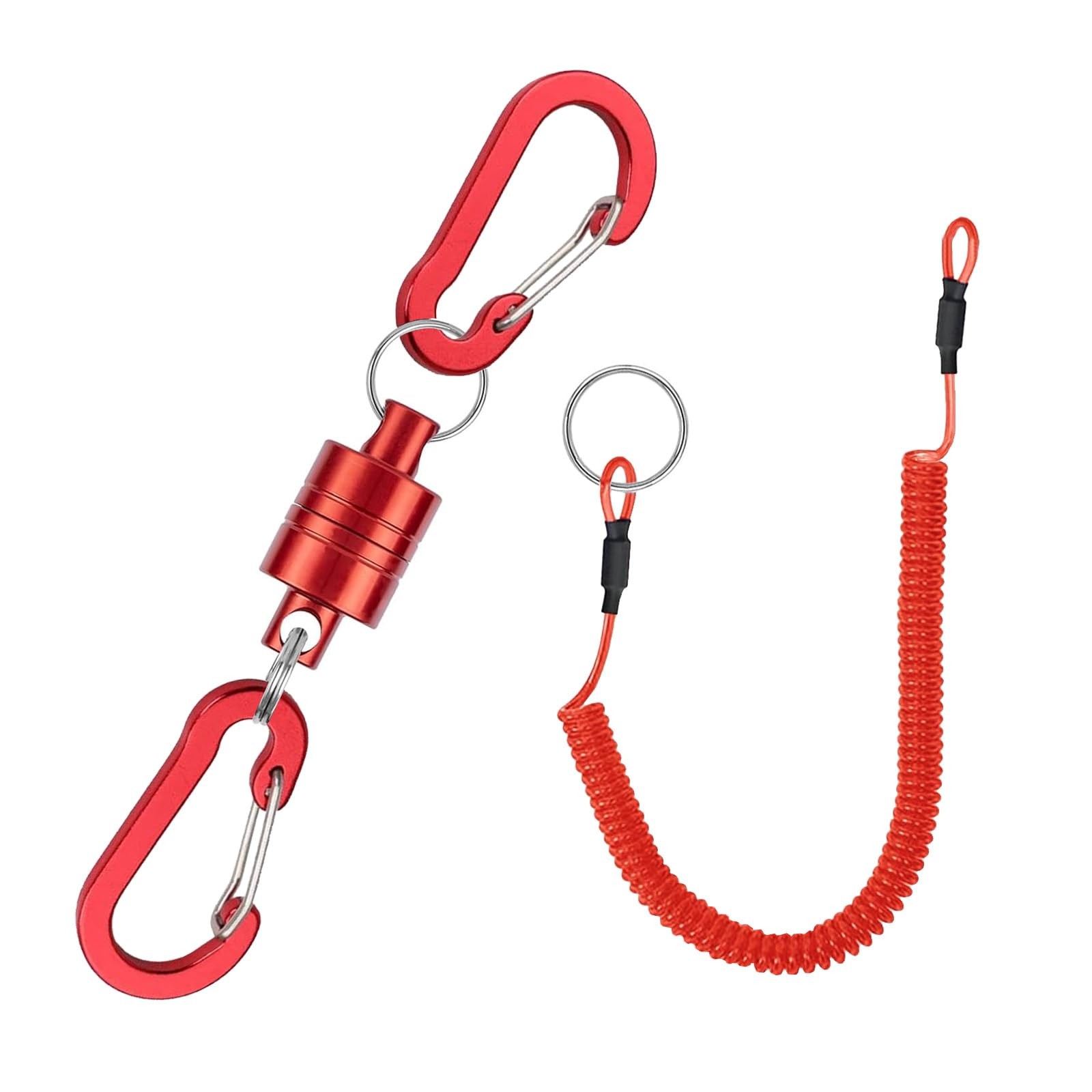 VQORAHUIX Magnetic Net Release Fly Fishing Up to 100″, Red Aluminum