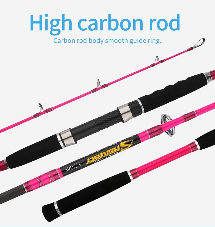 Fishing Rod 1.7M Carbon Fiber Spinning Boat Rod Travel Fast Pole Lure WT 80-120g
