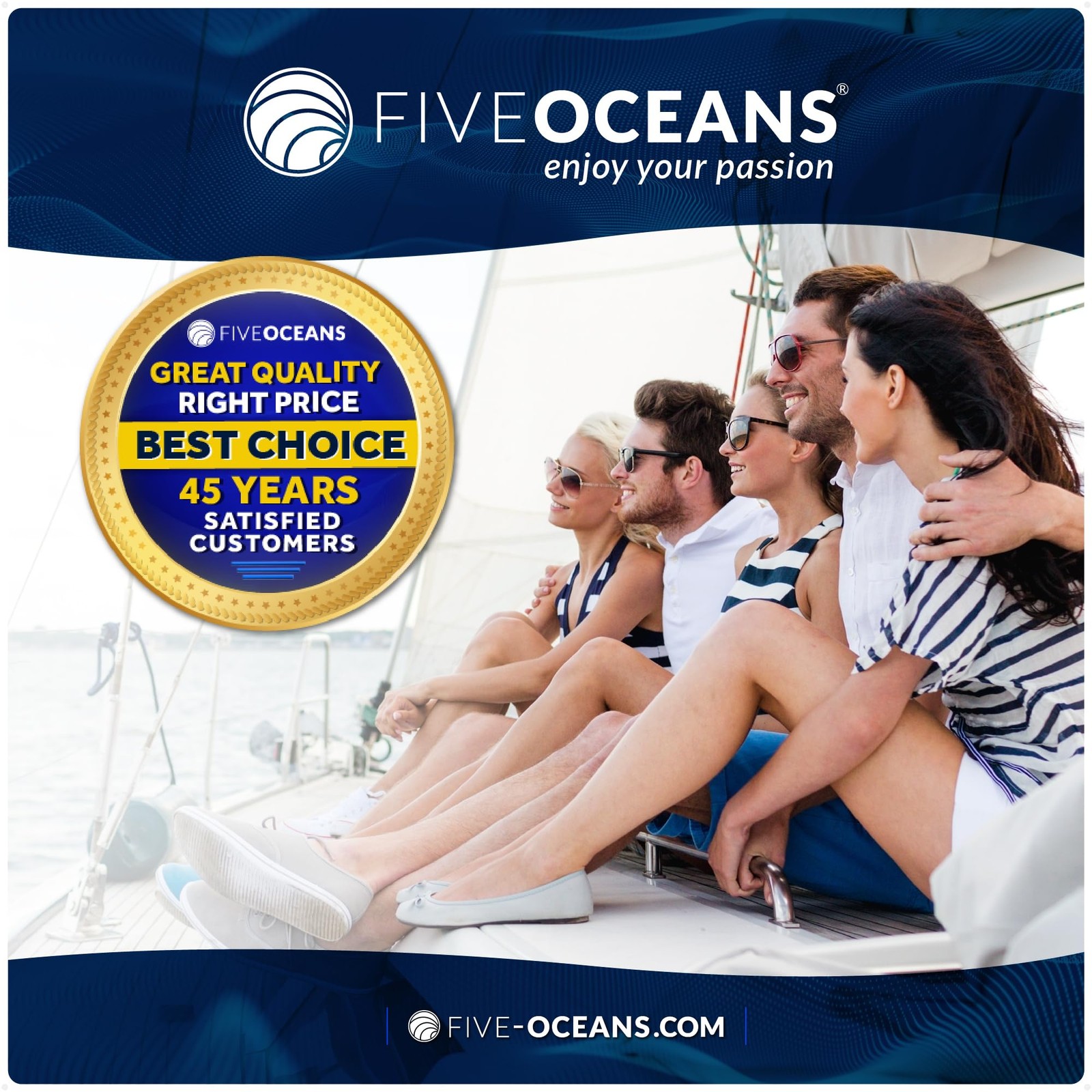 Five Oceans Stainless Steel Flush-Mount Fishing Rod Holder 15-Degree Top Flange