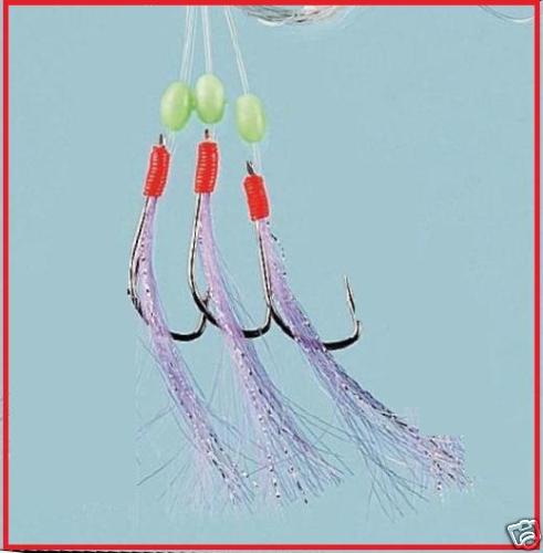 10 x White Lightning Sea Fishing Rigs 3 Hook size 7/0
