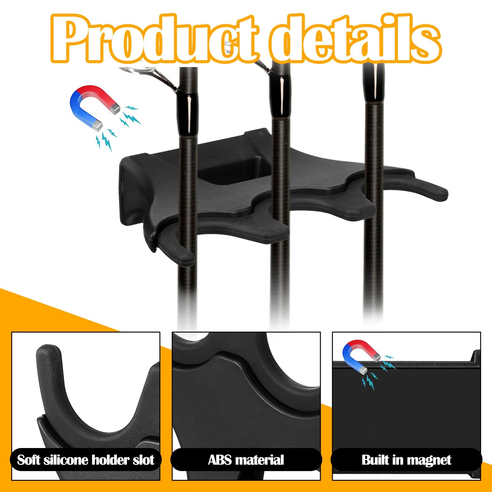 Silipull 2 Pcs Magnetic Fishing Rod Holder for 5.8 x 3.7 x1.3 inches, black