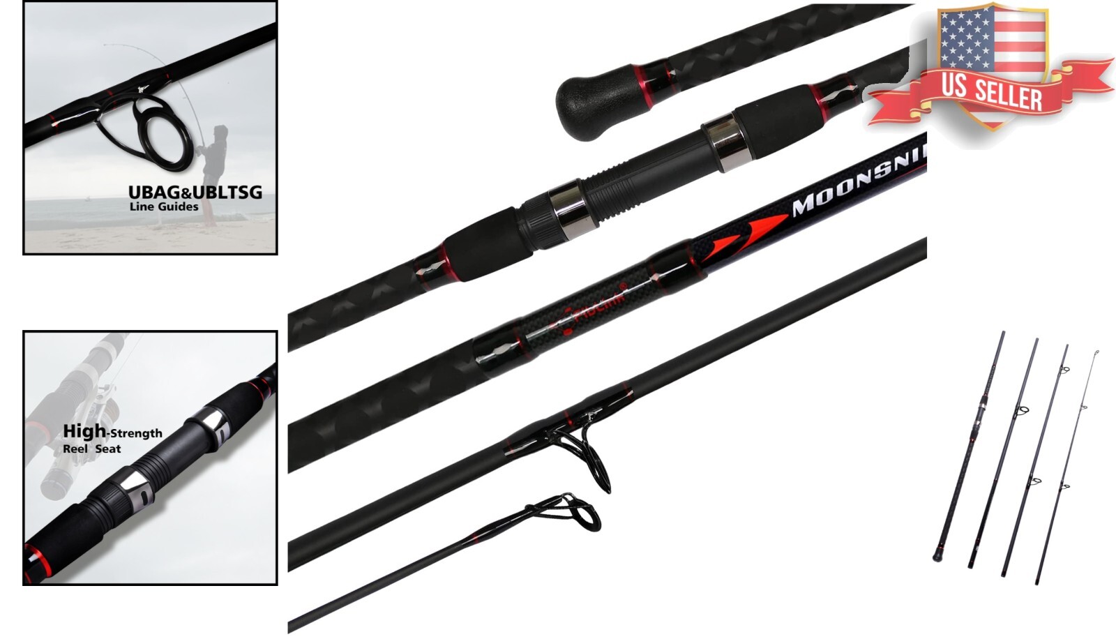 Lightweight 11ft Surf Spinning Fishing Rod with Non-Slip Handle & Durable Guides
