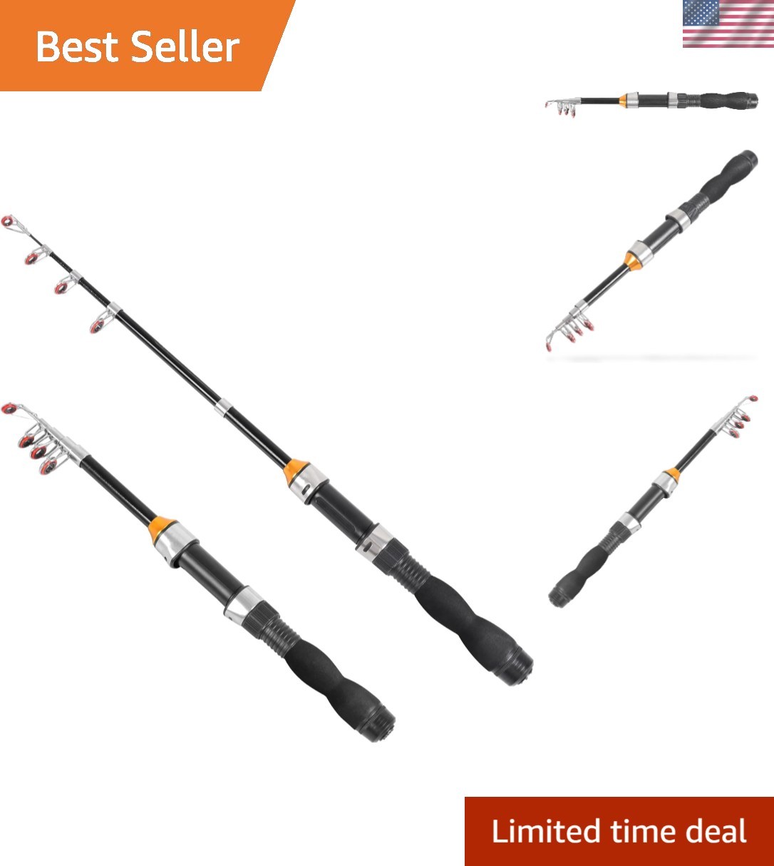 Compact Extendable Fishing Rod – 3.2ft for Saltwater and Freshwater Adventures