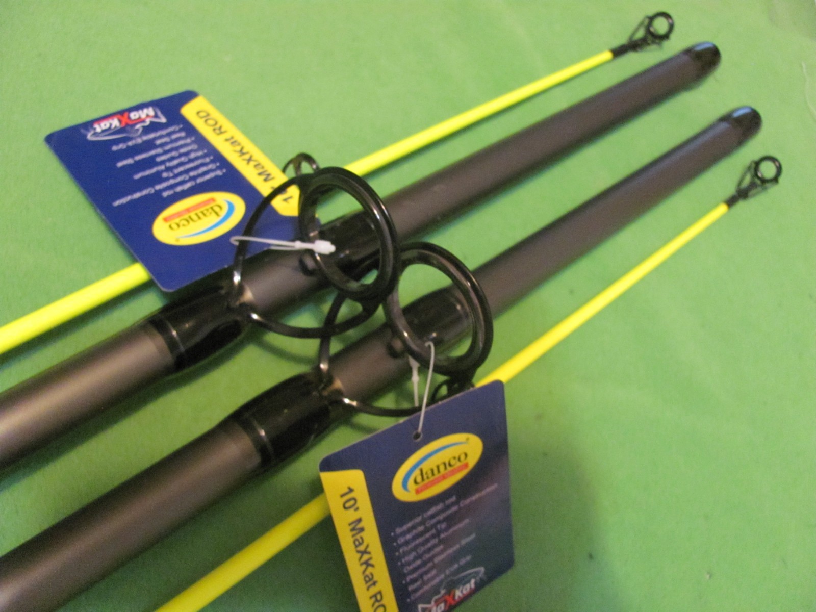 Lot of 2 Danco Max Kat 10′ 0″ Medium Heavy Action Spinning 2-Piece Surf Rods.