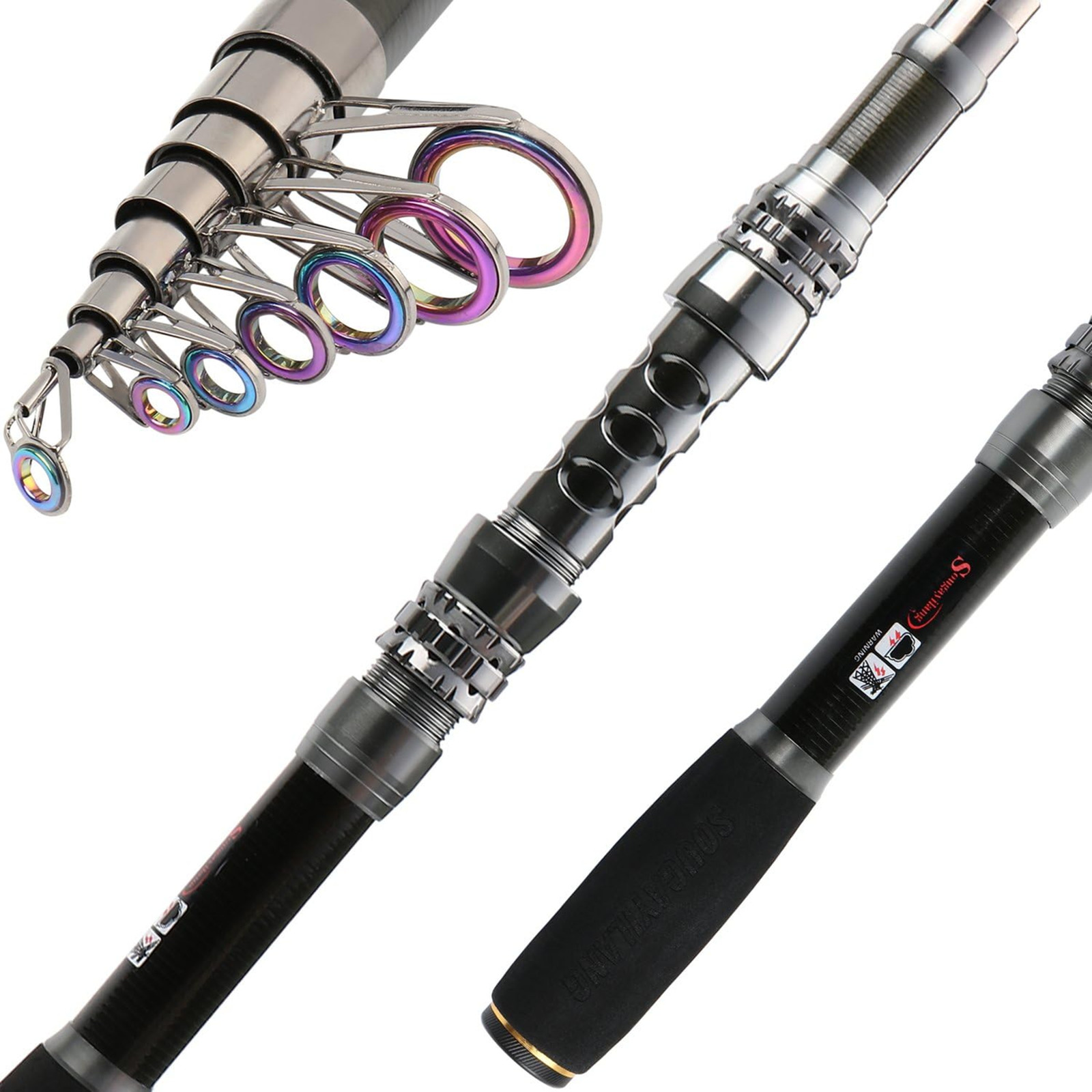 Fishing Rod Reel Combo, Telescopic Fishing Pole, Spinning Reel, Saltwater