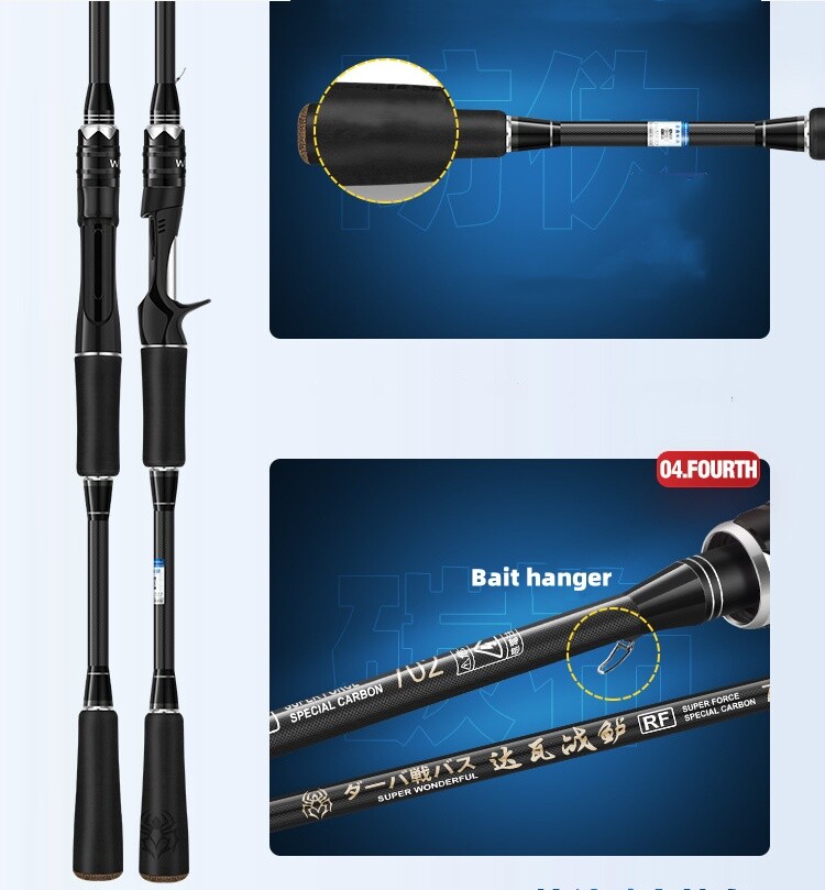 Fishing Rod 1.65m/1.8m Carbon Fiber Spinning Casting Fishing Pole Fast Trout Rod