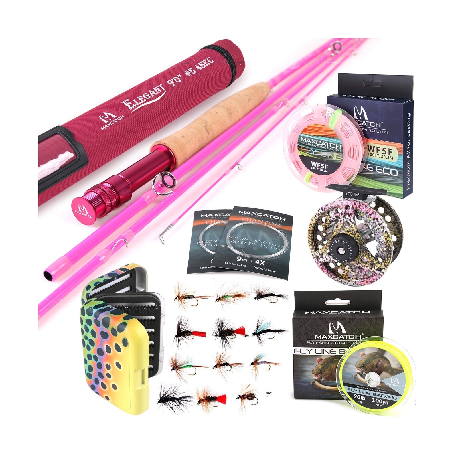 Maxcatch Women’s Elegant Pink Fly Fishing Rod: 2/5-weight with Rod Tube