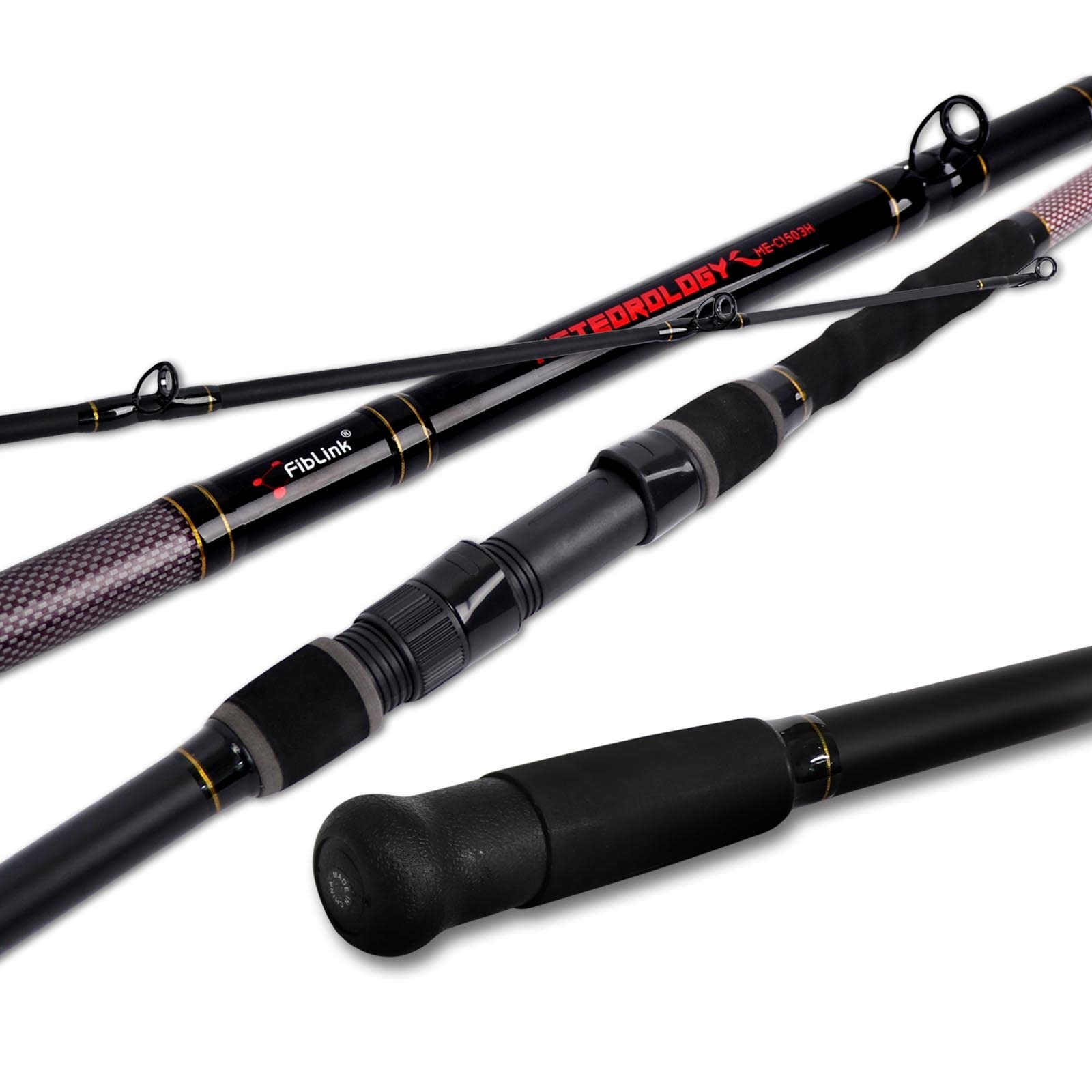 Fiblink Surf Fishing Rod 3 Piece Portable Travel Casting Rod Saltwater Surf Rod