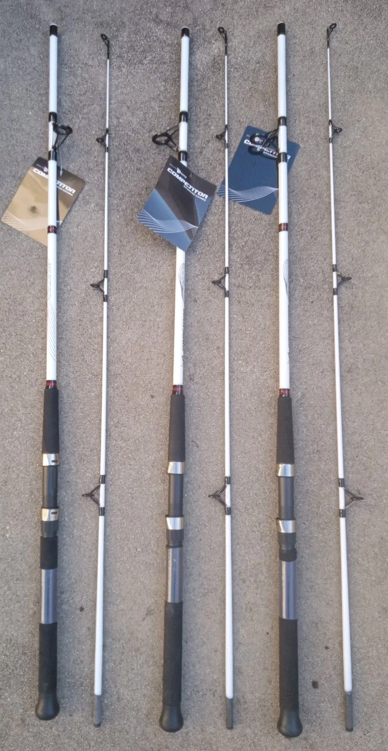 new lot of 3 South Bend Competitor 7ft. 2Pc spinning Rod white medium heavy
