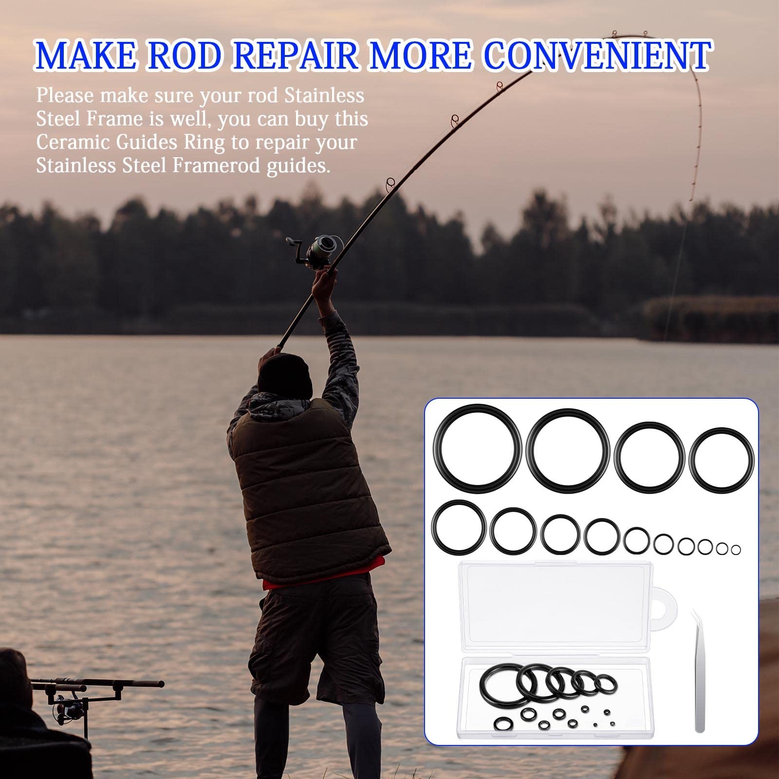 30 Pcs Fishing Rod Eyelet Repair Kit 14 Sizes Ceramic Guide Rings Replacement