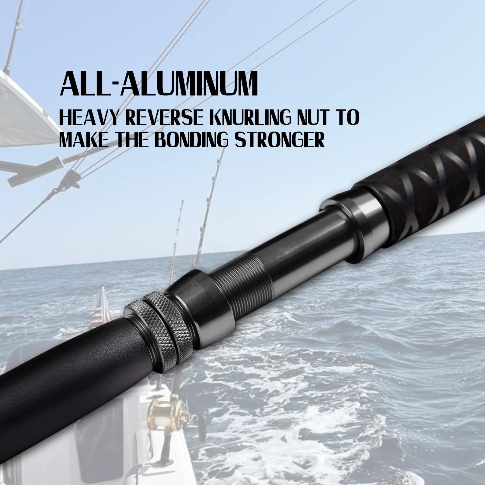 Fiblink Saltwater Fishing Trolling Rod 1-Piece Heavy Duty Roller Rod Big Name…