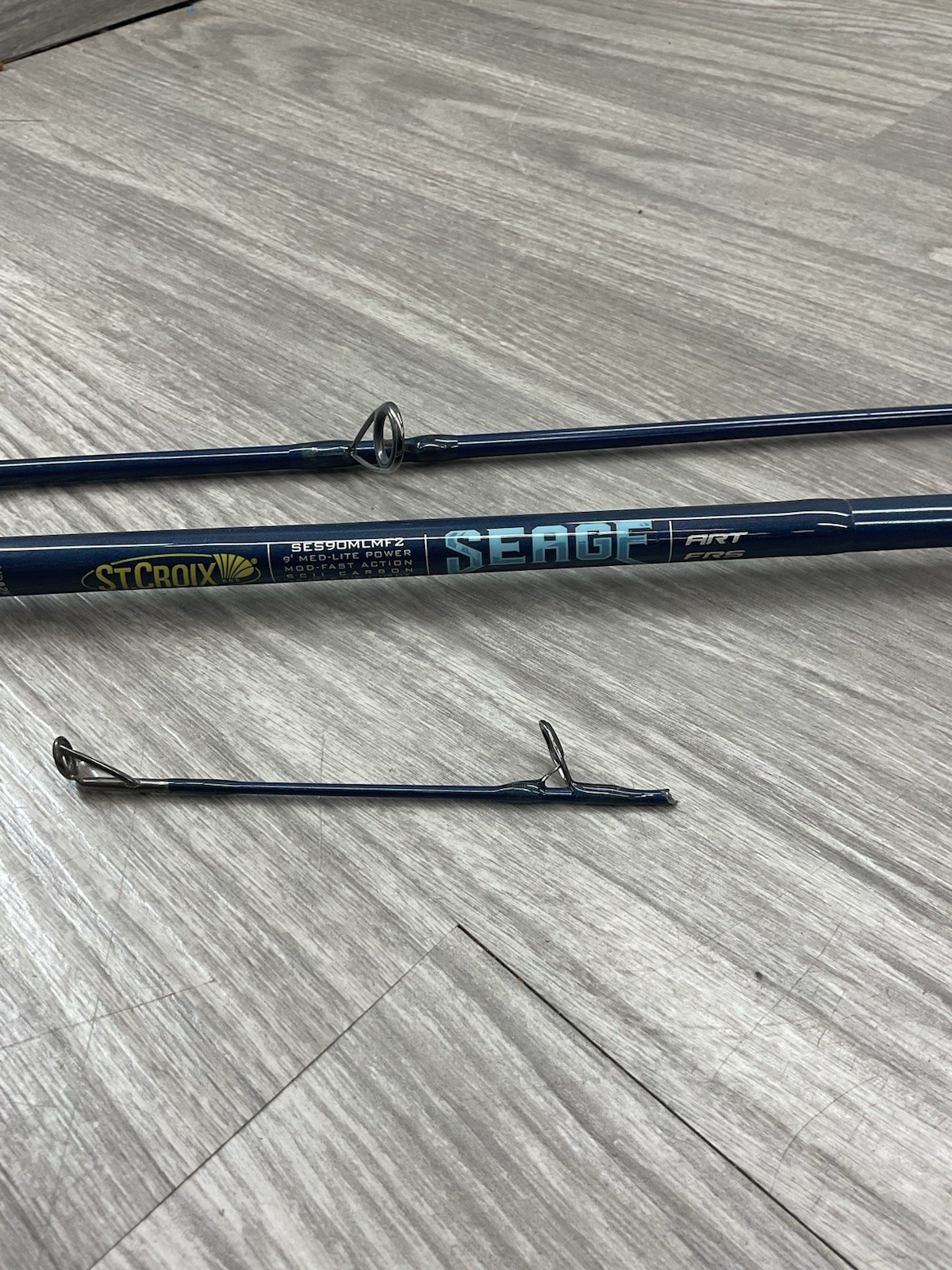 St. Croix Rods Seage Surf Spinning Rod, 9’0″(SES90MMF2), Blue Granite Broken Tip