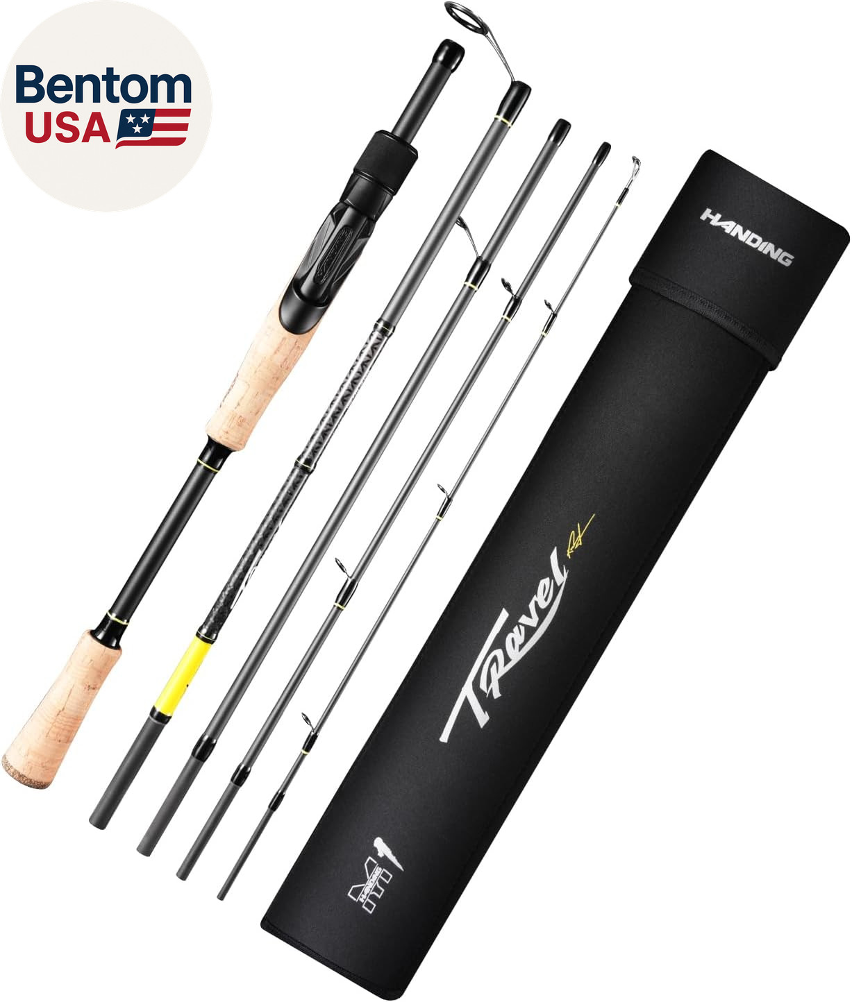 M1 Travel Fishing Rod, 5/6-Piece Travel Spinning Rod & Baitcaster Rod for Largem