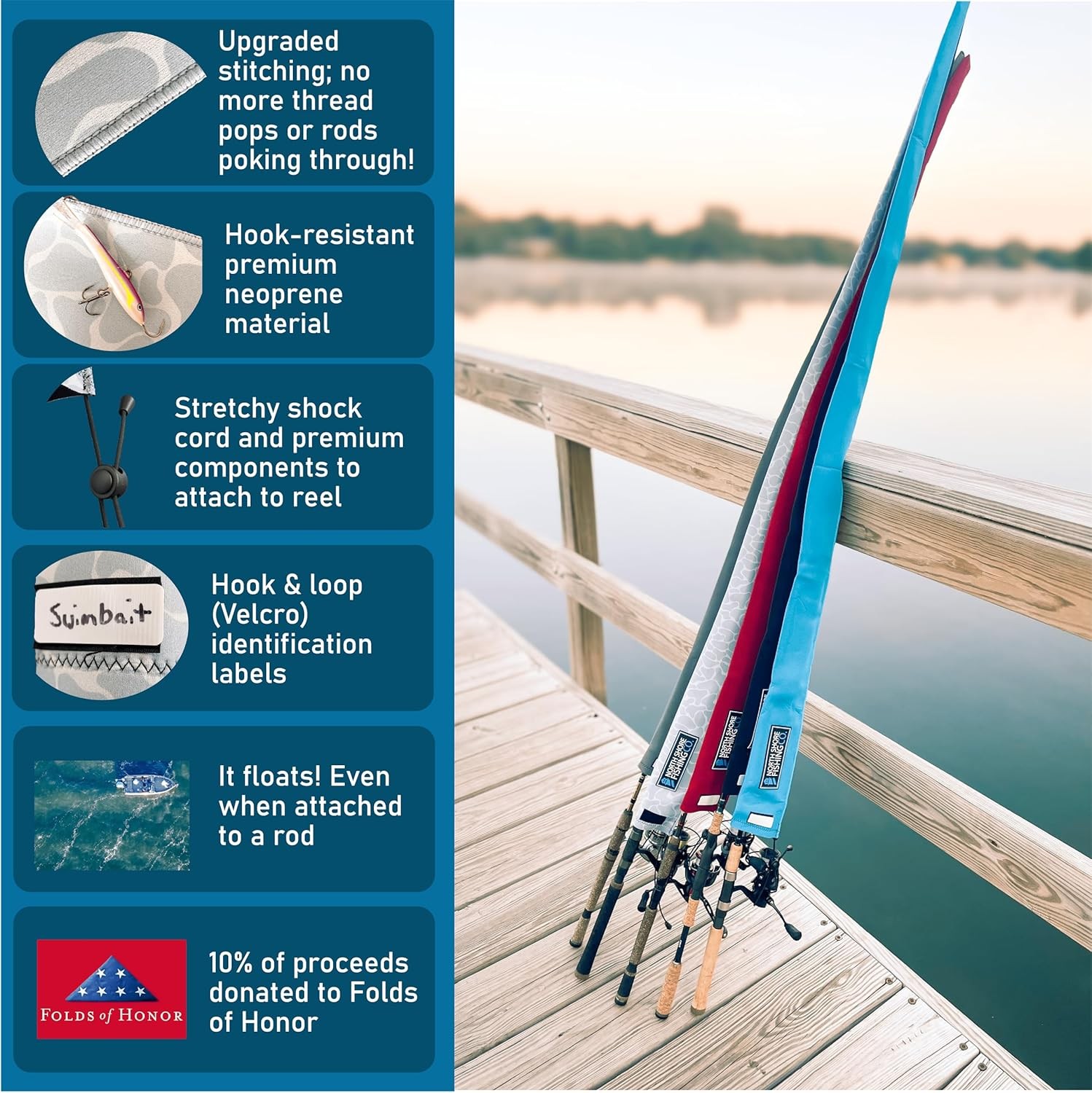 Premium Neoprene Fishing Rod Sleeve – Floating, Puncture Resistant, Labeled