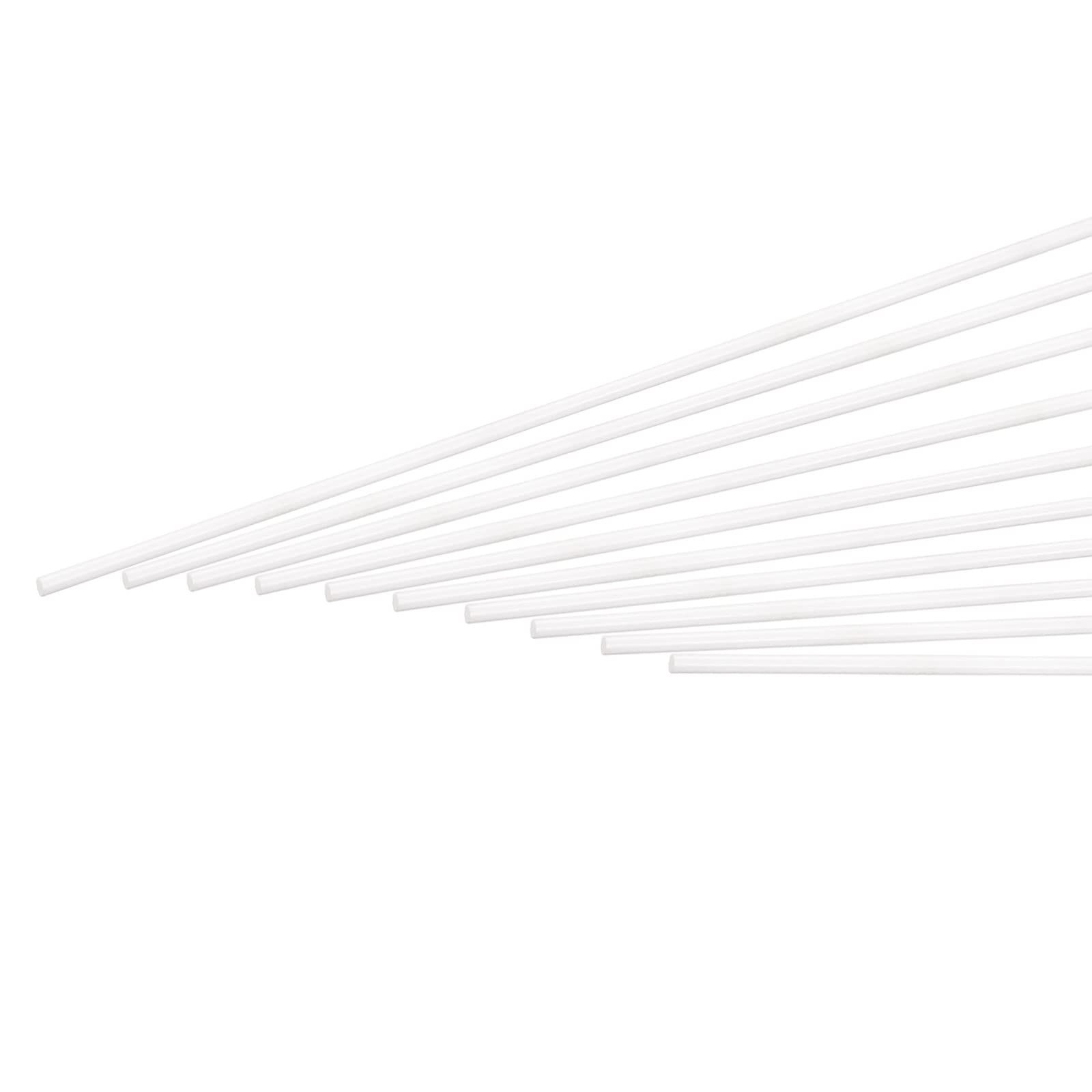 10 Pack 2.5mm x 250mm ABS Plastic Rod Round Solid White Bar for DIY Model
