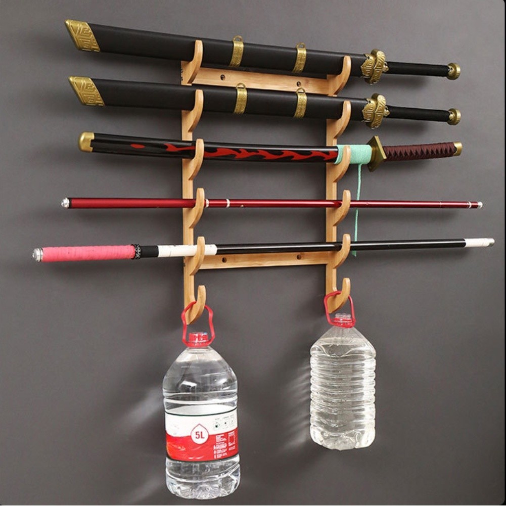 Wooden Wall Mounted Fishing Rod Rack Horizontal Holder for Fishing Gear