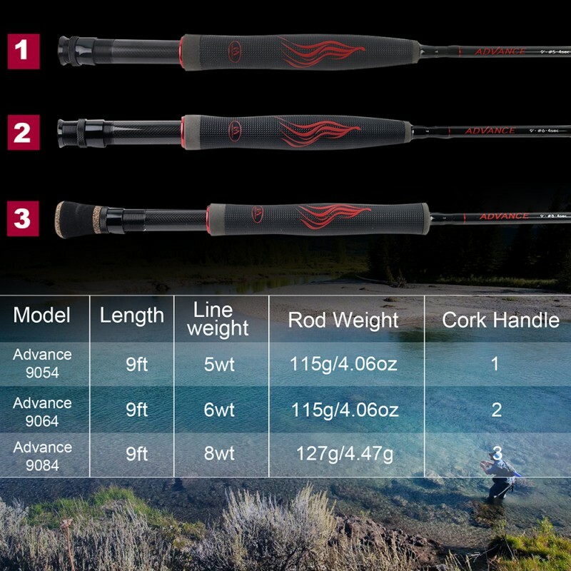 Maxcatch Advance 5/6/8wt 9FT Fly Fishing Rod Super Light Flexible Resins Handle
