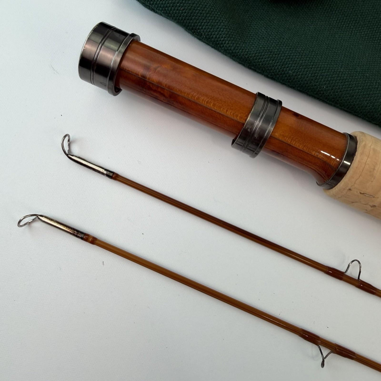 Vtg CW Jenkins & Son Signature Split Bamboo Fly Rod 7’6″ 4/5wt Tube Sock Ex Tip