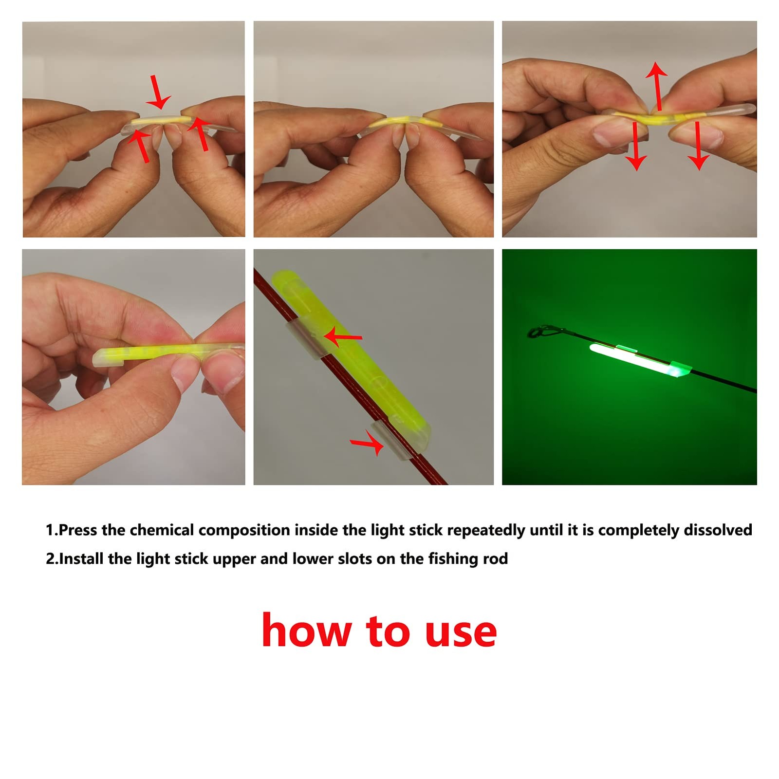 20 PCS Clip On Bulk Fishing Glow Sticks Rod Tips Pole Night Lure Accessory