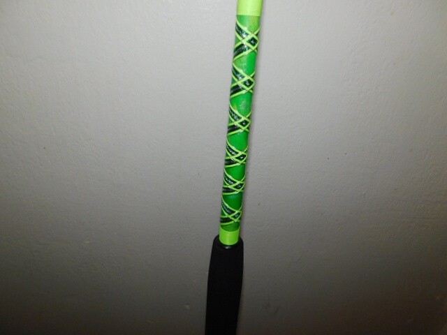 CUSTOM CONVENTIONAL ROD LIME GREEN PEARL MARBLE 25-50 LB TURBOS 7′ NEW
