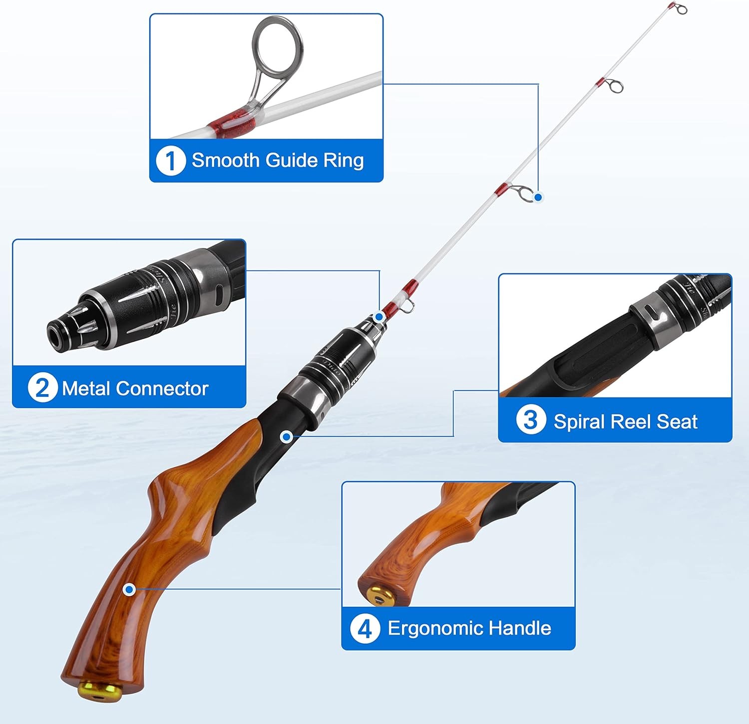 Ice Fishing Rod 23″ Ultralight Fast Action Spinning Rods Portable Ice Fishing