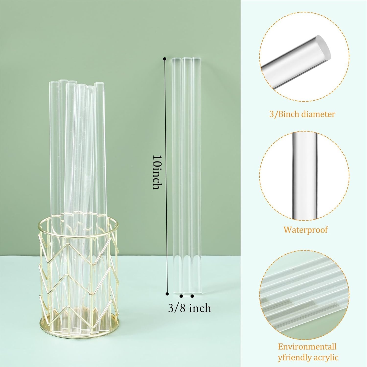 12 Acrylic Dowels – 10 Inch Clear Rods Perfect for Cakes & Stylish Decorations