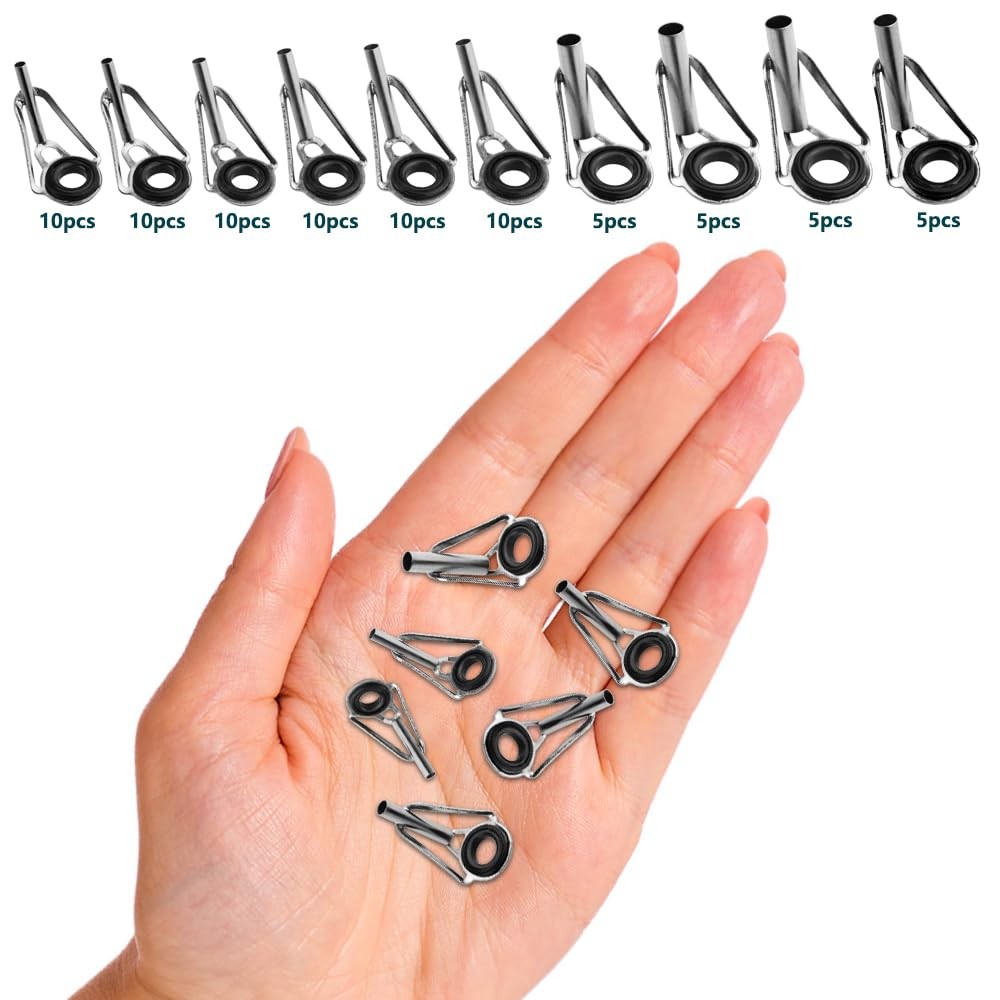 80 Pcs Rod Tip Repair Kit Fishing Rod Tips Replacement Guide Rings Pole Eyelets