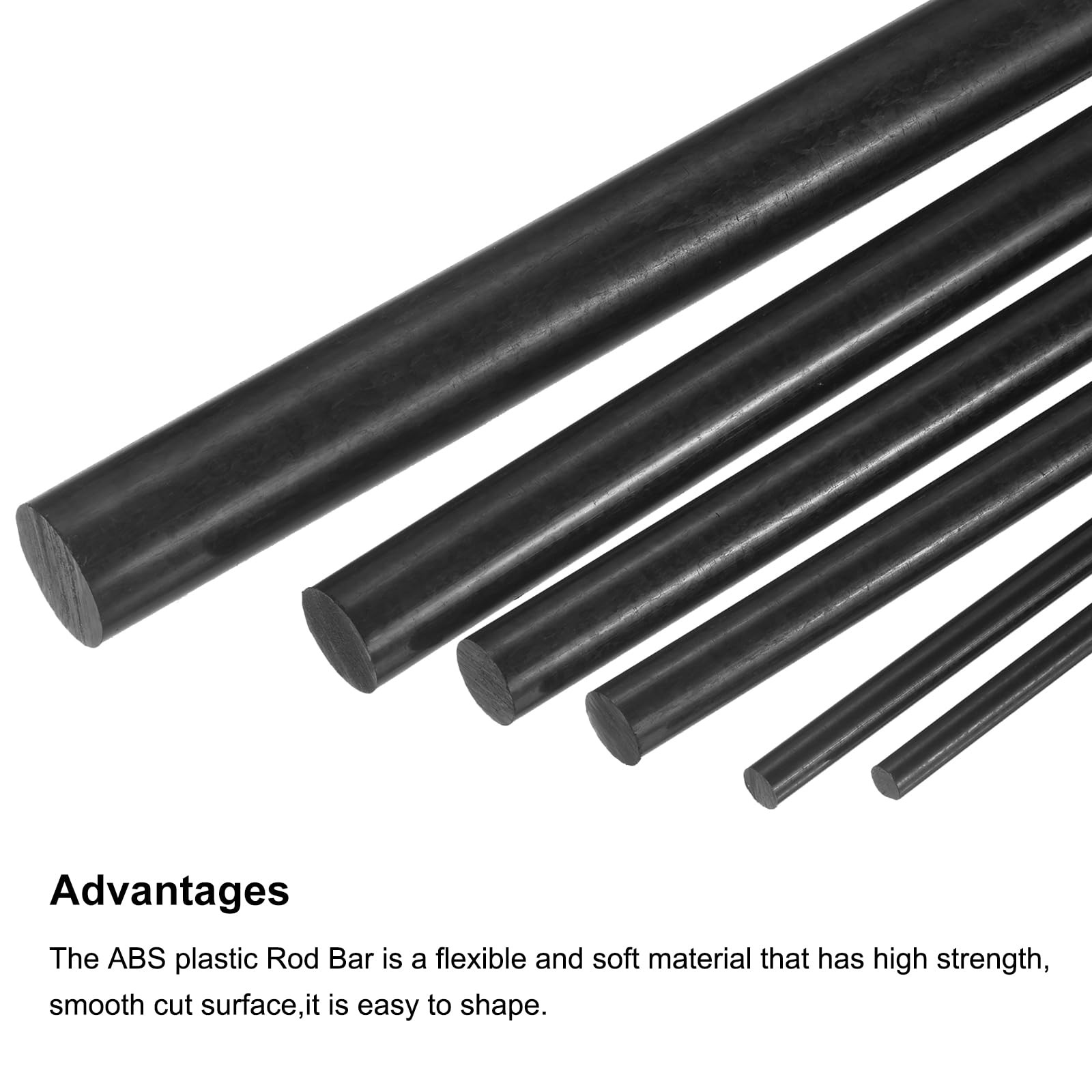 ABS Plastic Rod Round Solid Bar 5mmx300mm Black DIY Model Material Cylinder