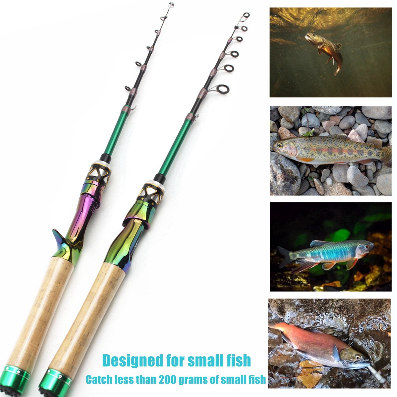 1.68M-1.98M Carbon Fiber Fishing Rod Ultrashort Spinning Freshwater Lure Pole
