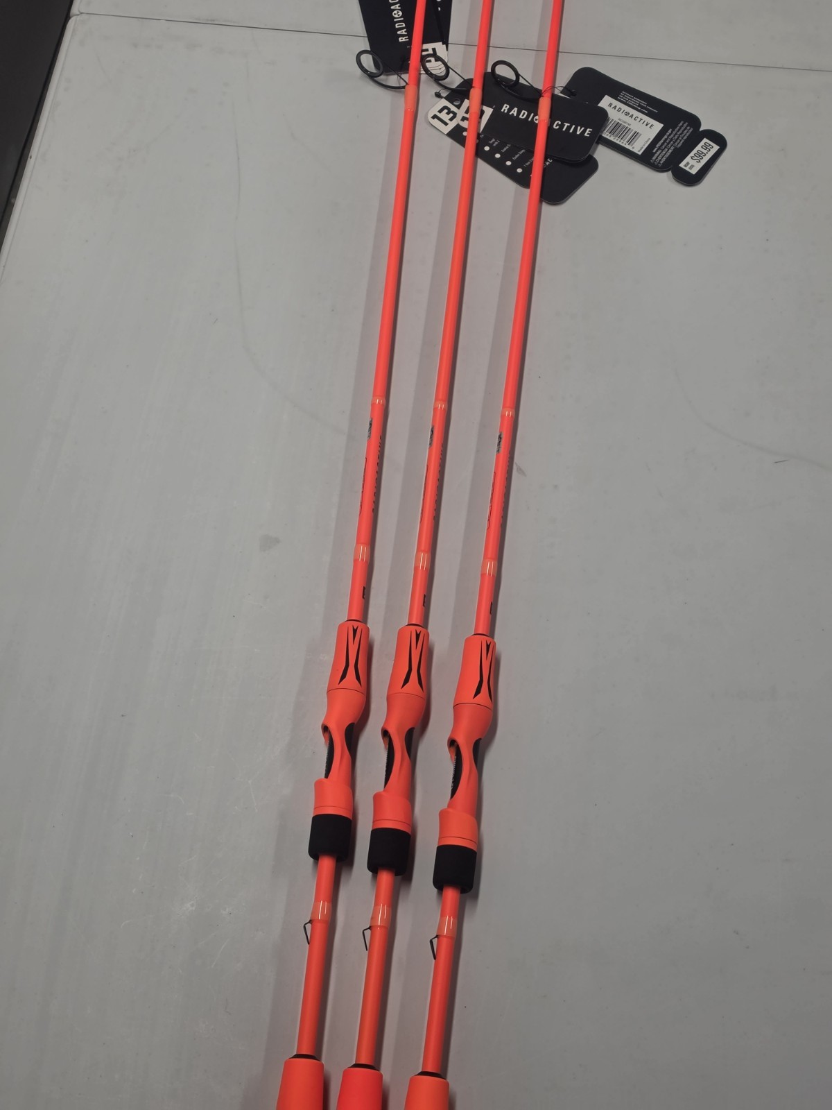 (LOT OF 3) 13 Fishing Radioactive 1 Piece Spinning Rods 6’7″ M Fast