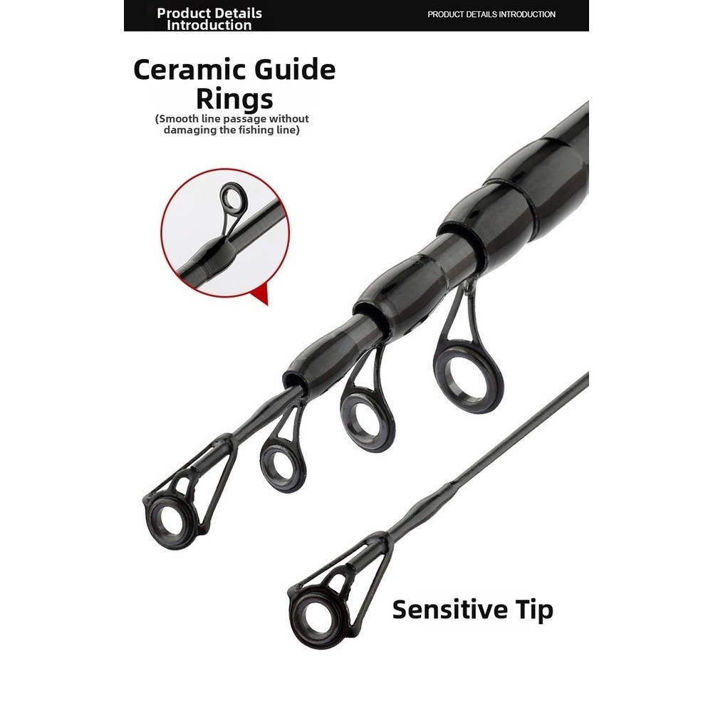 Carbon Telescopic Lure Rod 1.5m 1.8m 2.1m Ergonomic Handle Portable Fishing Rod
