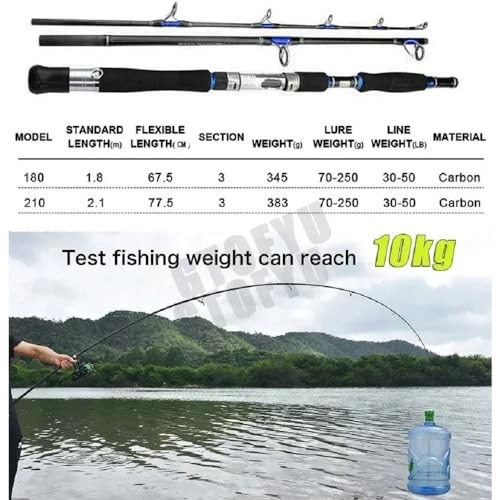 Portable Saltwater Offshore Heavy 3-Piece Spinning Rod 30-50lb Fishing Rod 6 Ft